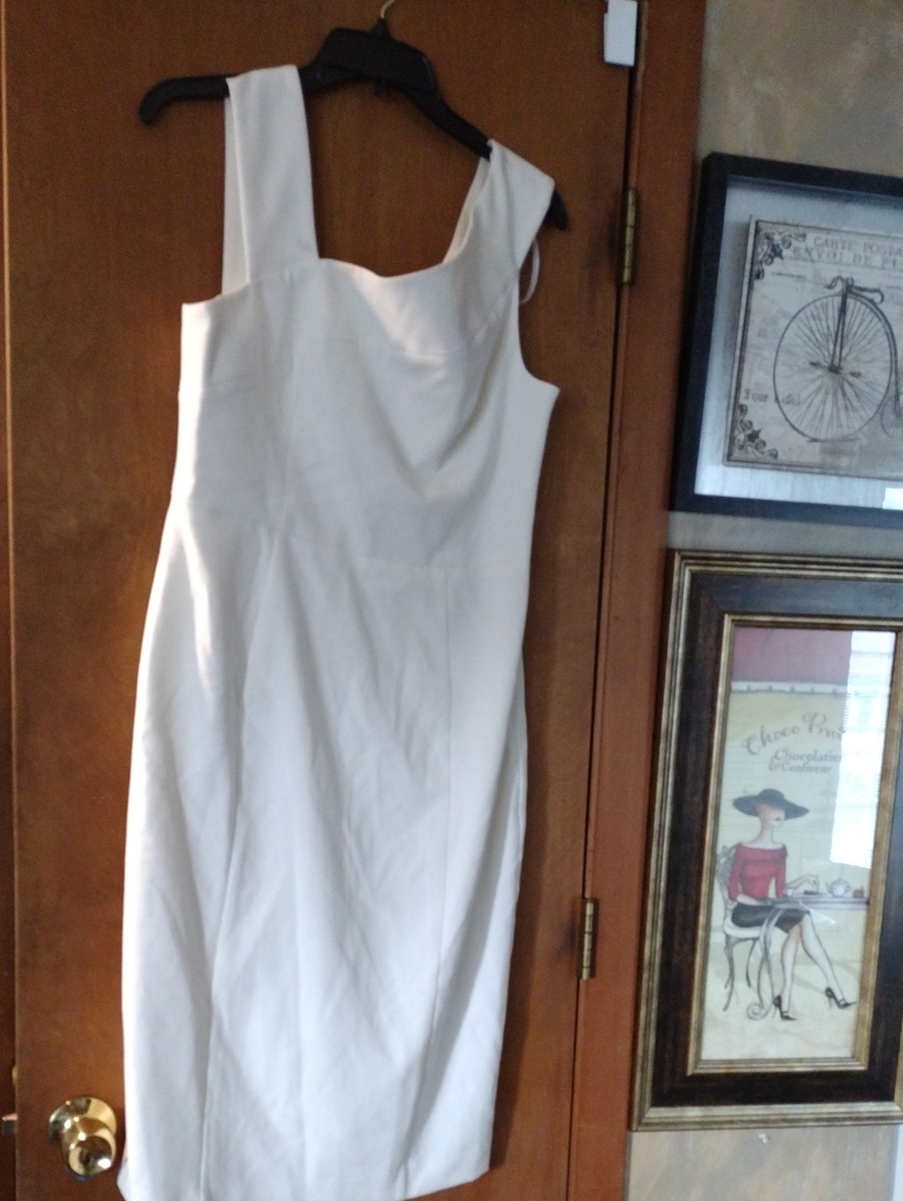 Black Halo Cream Midi Sheath Dress